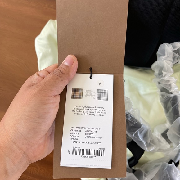 BURBERRY Light Pebble Grey Unisex Logo Applique Cotton Jersey Cannon Belt Pack - Picture 7 of 15